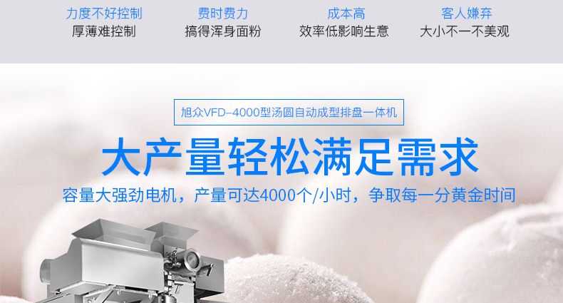 VFD-4000型汤圆自动成型排盘一体机产品描述